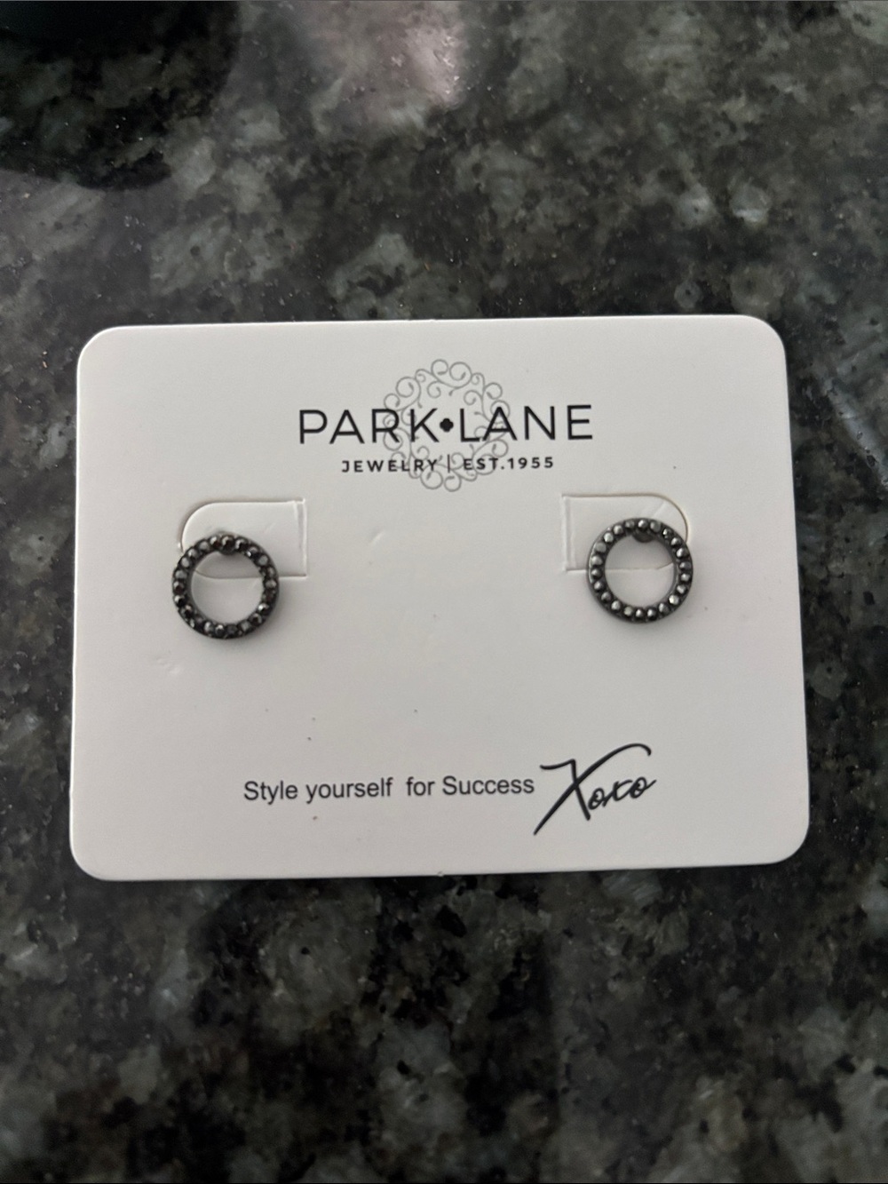 Park Lane Hematite “Roo” Circular Crystal Stud Earrings
